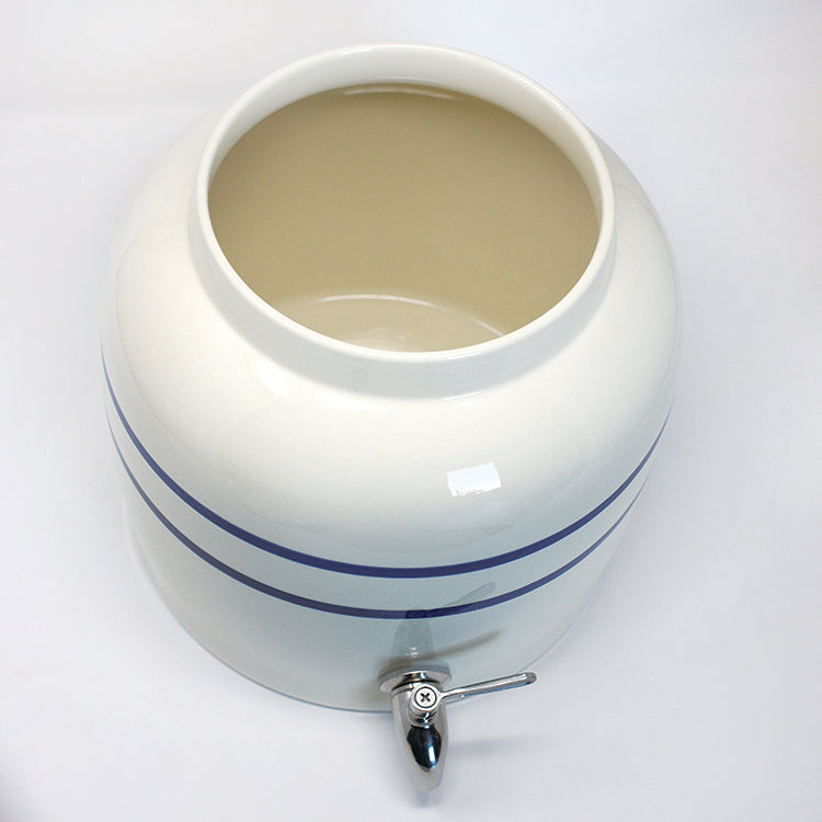 2.5 GALLON CERAMIC CROCK WITH LID AND STAINLESS STEEL SPIGOT