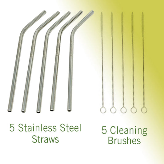 Mother Earth News Regular Straw Set - 5 Straws & 5 Brushes