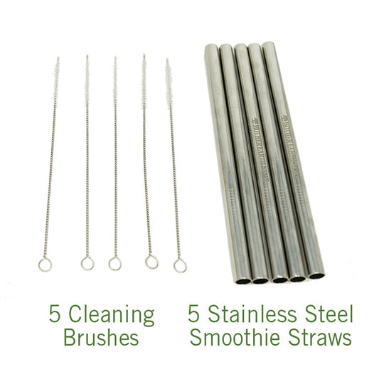 Mother Earth News Smoothie Straw Set - 5 Straws & 5 Brushes