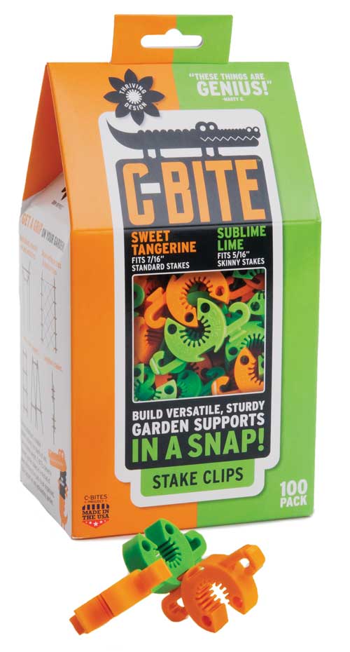 C-BITE GARDEN CLIPS, LIME GREEN & TANGERINE ORANGE, 8-9MM & 10-11MM, 1