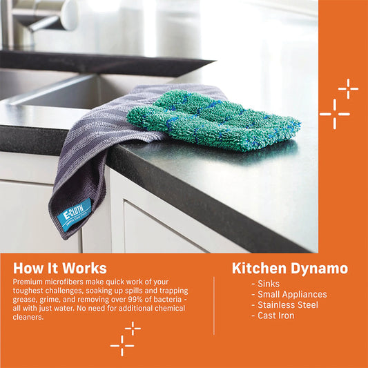 E-Cloth, Kitchen Dynamo Scrubber 2-Pk