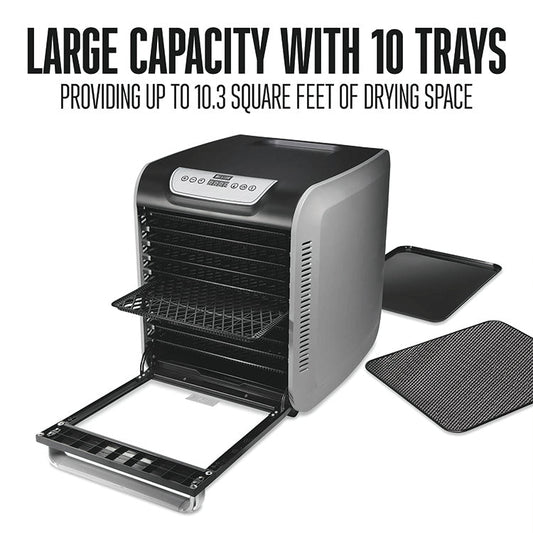 10-Tray Digital Food Dehydrator With Oven-Style Door