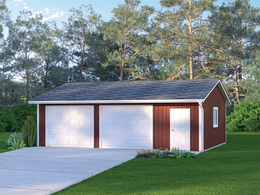 2 1/2-Car Western Style Garage, E-Plan