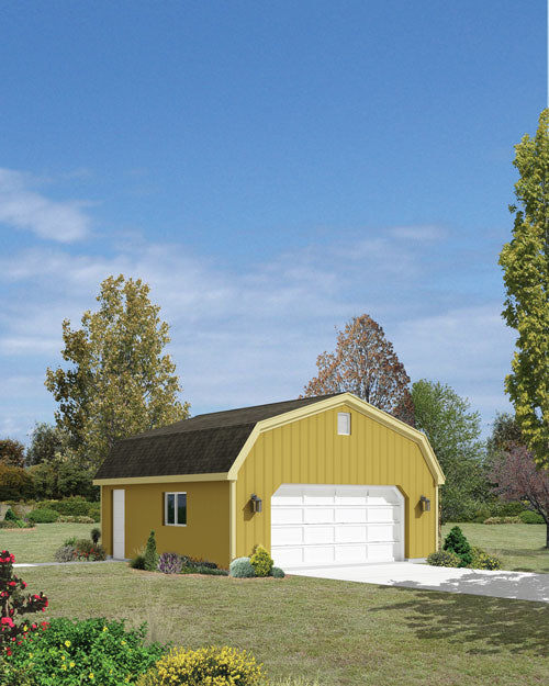 2-Car Gambrel Roof Garage, E-Plan