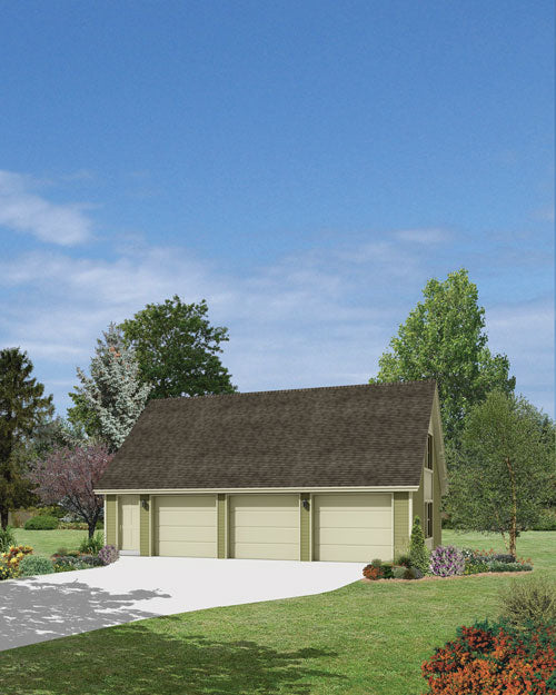 3-Car Garage With Loft, E-Plan