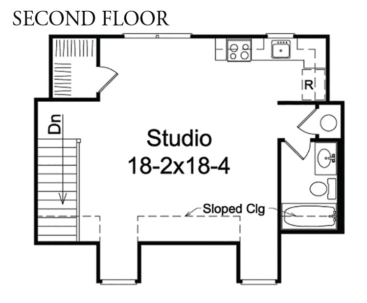 Justine Creek Studio 2-Car Garage, E-Plan
