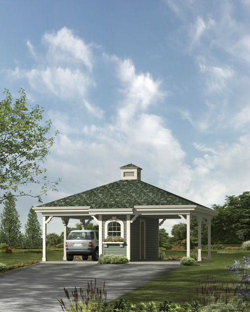 2-Car Carport with Storage Rooms: 26x22, E-Plan