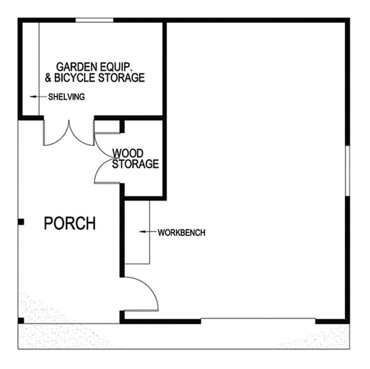 1-Car Garage With Storage And Porch, E-Plan