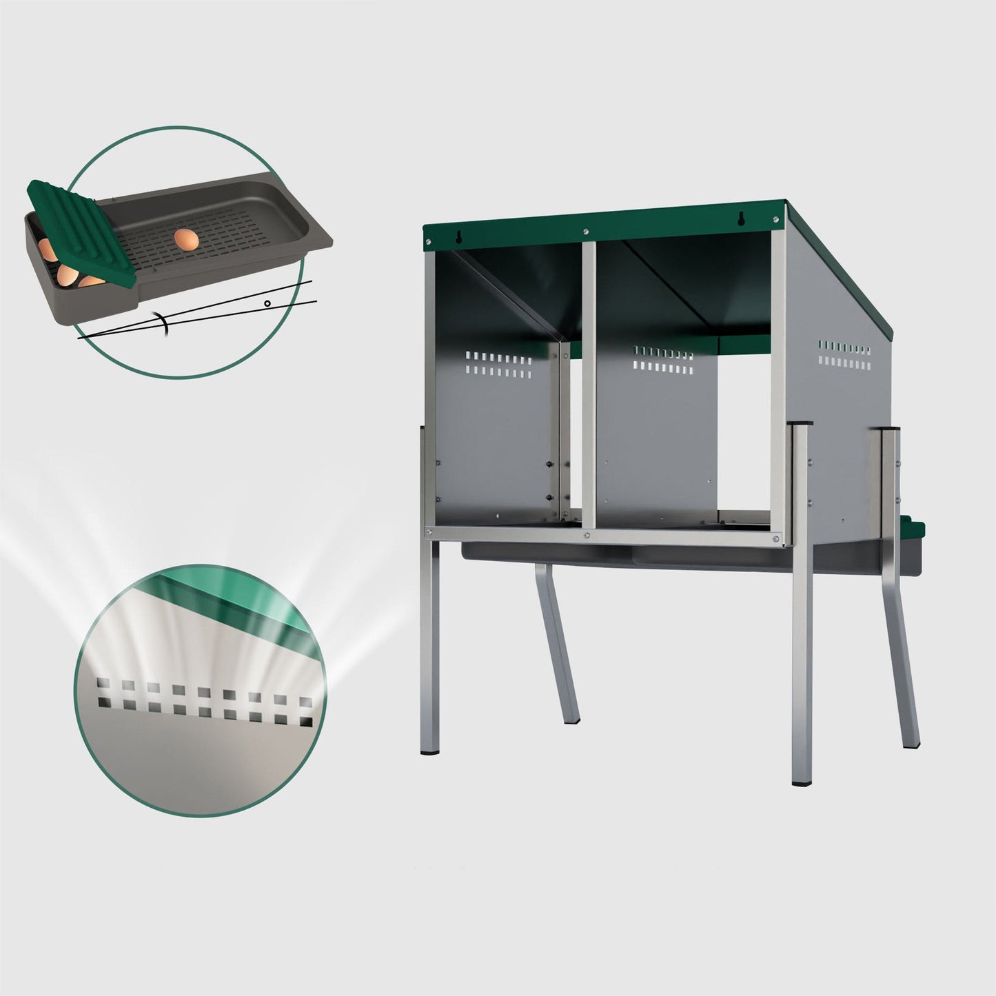 EggHouse Galvanized Nesting Box (Up to 20 Birds)