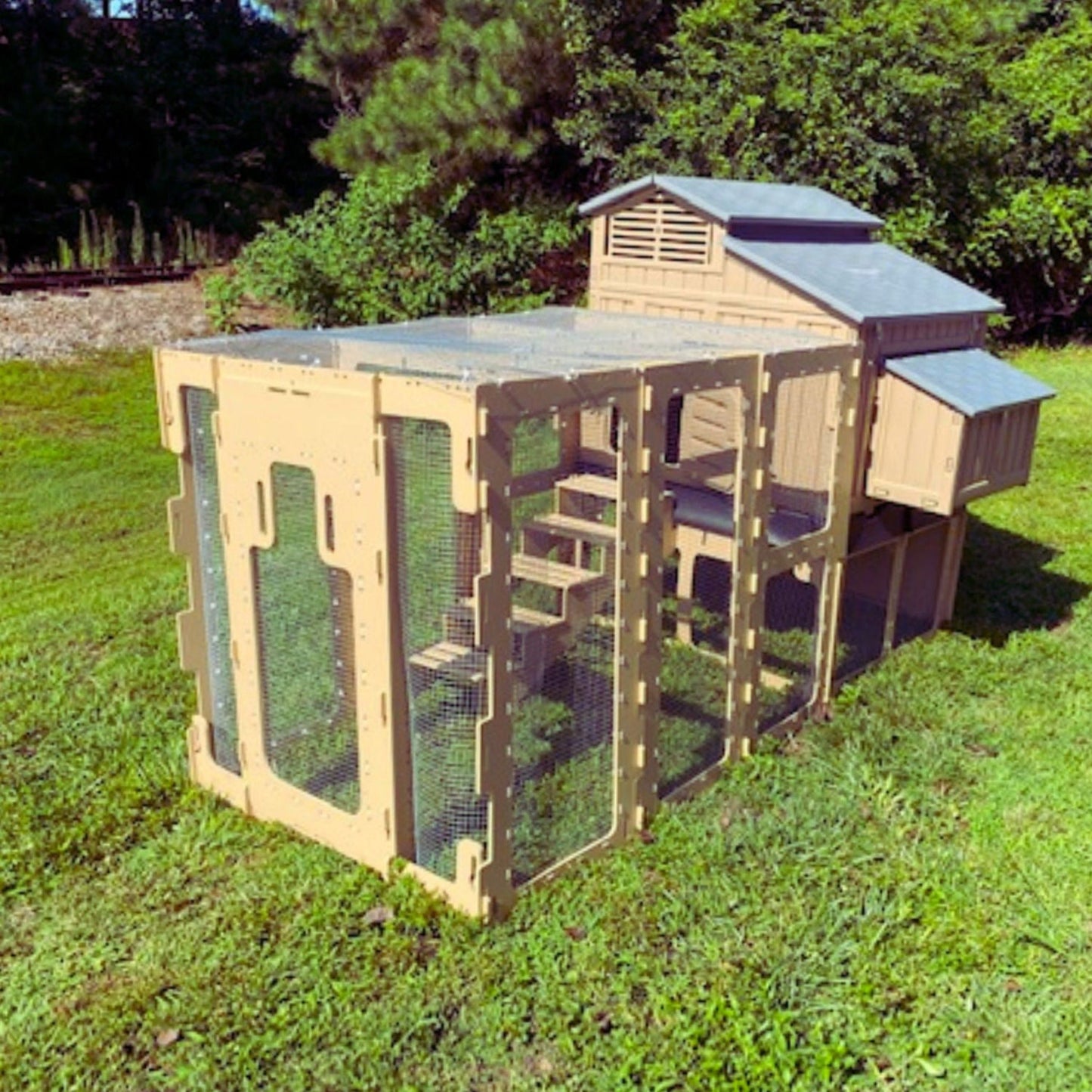Large Chicken Coop with Stand and Stairs & Run
