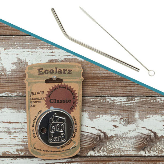 MASON JAR LID, STRAW & BRUSH SET, REGULAR SIZE