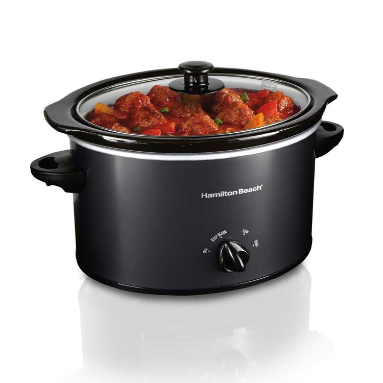 Hamilton Beach 4-Quart Silver/Black Oval Slow Cooker in the Slow