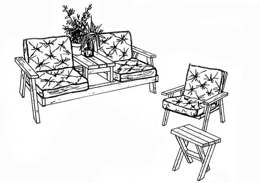 Patio Furniture 3 Piece Set, E-Plan