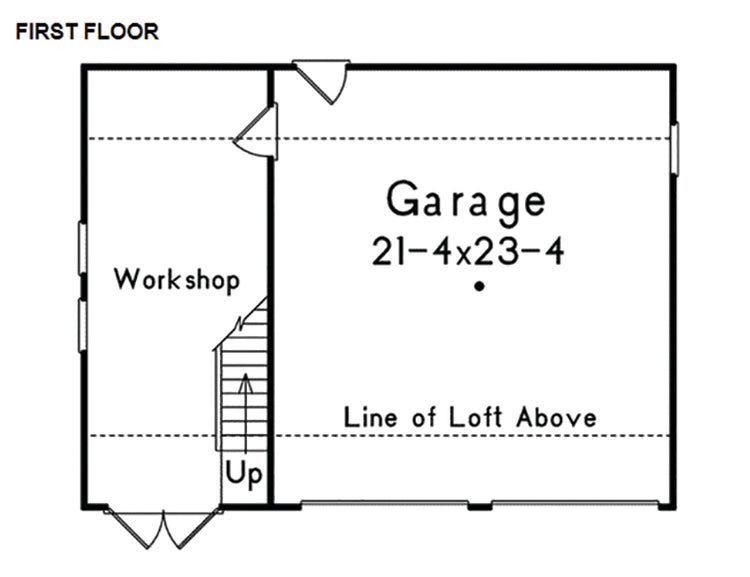 2-Car Garage With Workshop & Loft, E-Plan