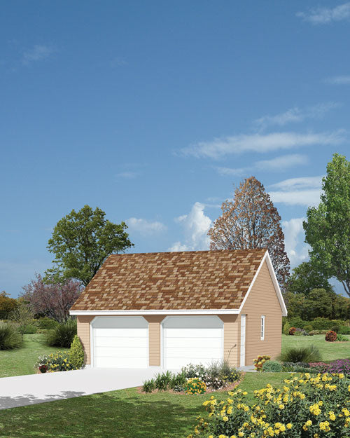 2-Car Western Style/Reverse Gable Garage, E-Plan
