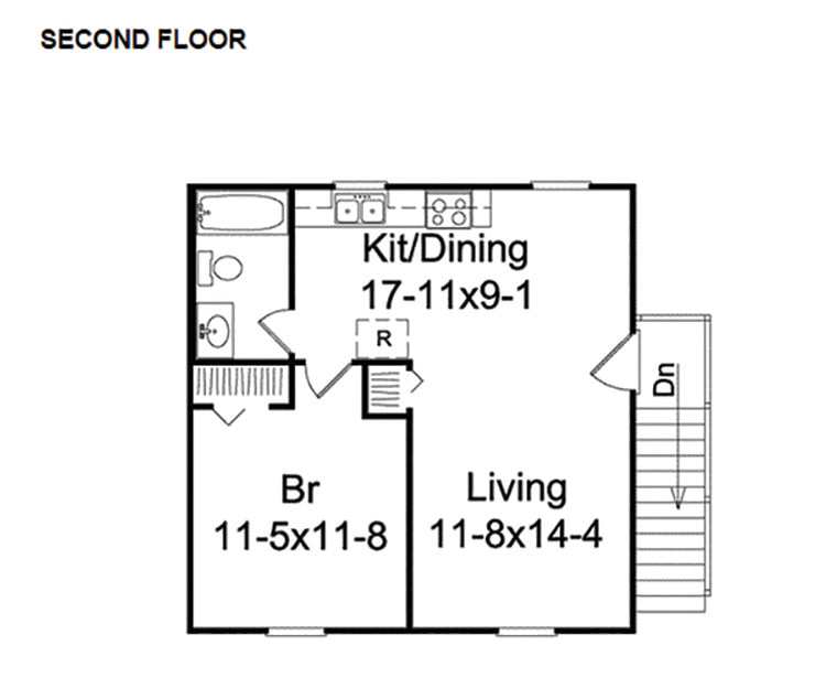 Kalinda 2-Car Garage Apartment With Exterior Entrance, E-Plan