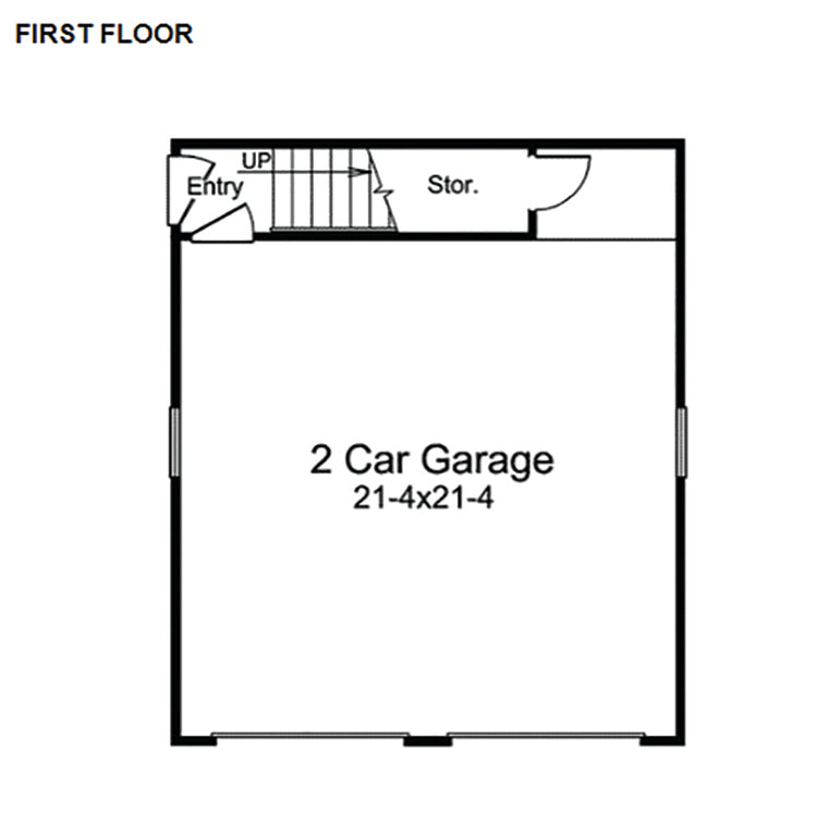 2-Car Garage With Studio/Storage, E-Plan