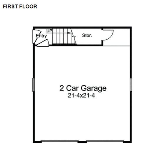 2-Car Garage With Studio/Storage, E-Plan
