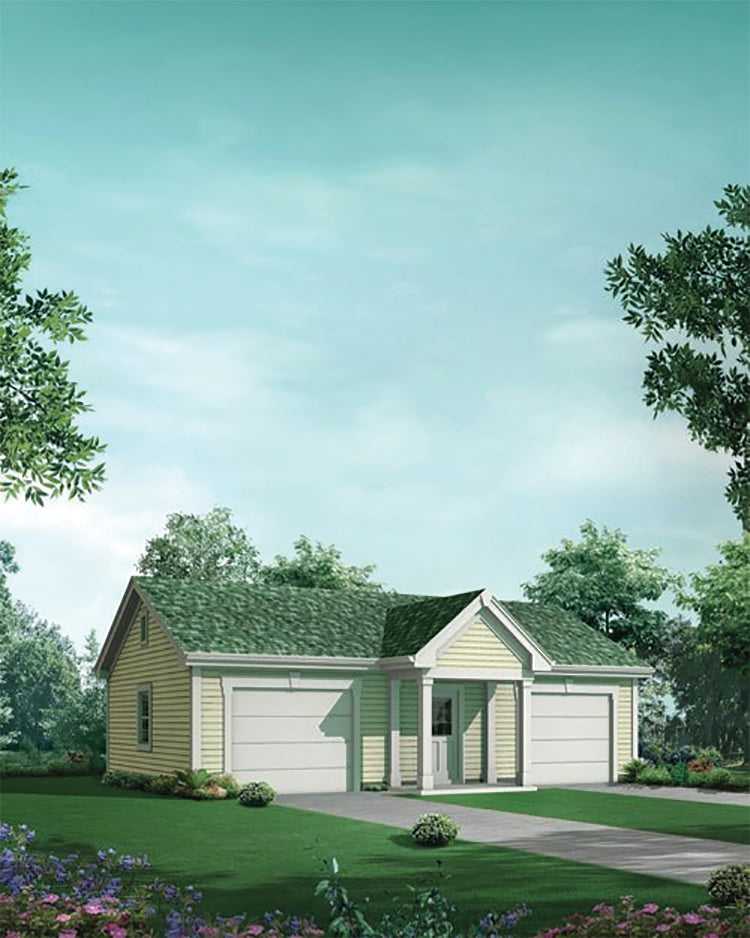 Kitra Two-Car Garage With Shop, E-Plan