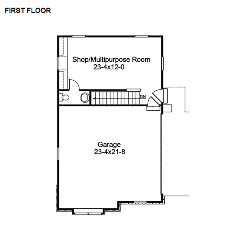 2-Car Garage With Shop And Safety Shelter, E-Plan