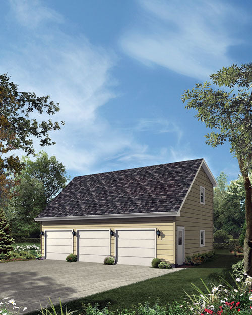 3-Car Garage With Vaulted Loft, E-Plan