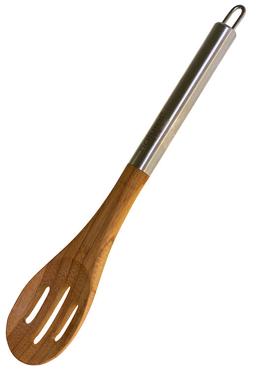 NATURAL HOME STAINLESS STEEL & BAMBOO SERVING SLOTTED SPOON