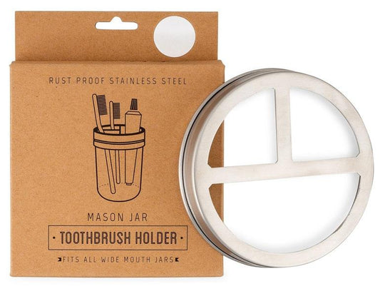 MASON JAR TOOTHBRUSH HOLDER, STAINLESS STEEL